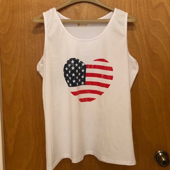 White Stars and Stripes Graphic Tee Tank Top - Picture 2 of 6